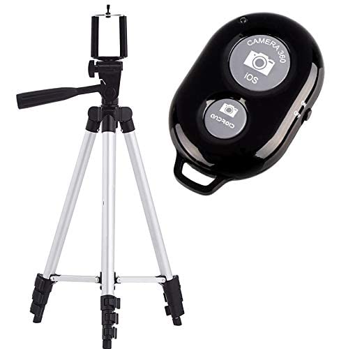 JNKC Professional 3110 Tripod Stand for Mobile & DSLR Cameras Clip Holder Fully Flexible Mount Cum Portable Bluetooth Remote Controller Shutter Button (3110 Tripod Remote)
