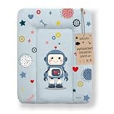 Kikido Materassino Fasciatoio 70x50 - Robot - Cuscino Fasciatoio Lavabile per Cambio Pannolino - Materasso Fasciatoio Neonato per Cassettiera Impermeabile 50x70 - Universale