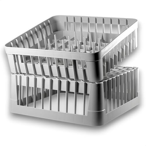 40 x 40 cm, juego de 2 piezas – cesta para lavavajillas y cesta para los dedos para gastro | bandejas, vasos, tazas y platos | apilable | cesta de plástico para lavavajillas comercial, gastronomía y