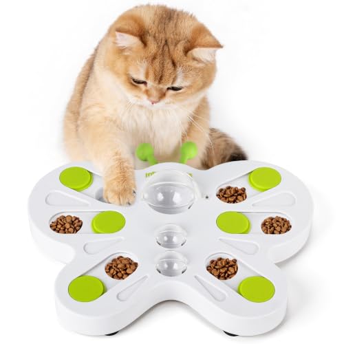 ALL FOR PAWS Interactive Puzzle Cat Feeder Interactive Cat Food Treat Puzzle Treat Game Maze Toy Cat Brain Stimulation Toys Slow Feeder Kitten Enrichment Toys for Indoor Cats