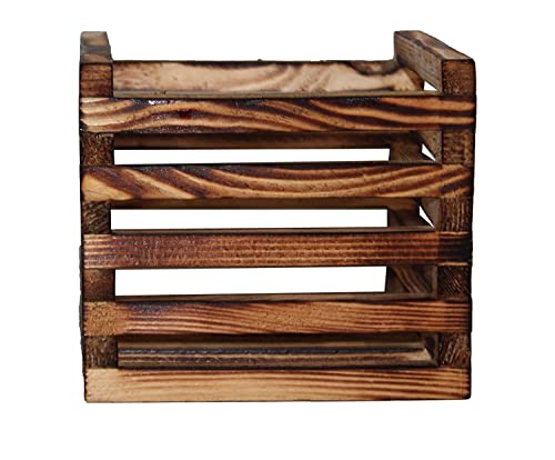 NB Crafted Burn Black Pine Wood 6 Inch Superior Hanging Plants, Flower Pot, Gamle Holder Stand Used for Indoor and Outdoor, Gardening, Balcony, Home Decore Size – Free Pot (Pack of 2)