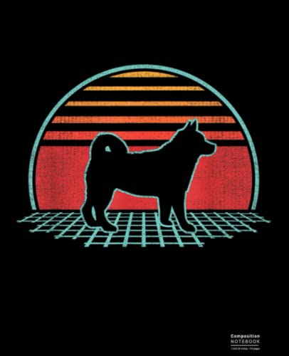 Shiba Inu Retro Vintage 80s Style Dog Lover Composition Notebook: Shiba Inu, Shiba Inus, Dog, Dogs, Puppy Wide Blank Lined Workbook for Teens Kids ... for Home School College for Writing Notes