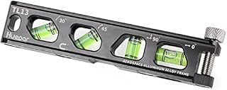Torpedo Spirit Levels, Huepar Magnetic Conduit Level with 4 Vials, 15.8 cm Aluminum Alloy Construction Spirit Level with V-Groove and Magnet Track, High Precision Bubble Level Double Scale Thumb Screw