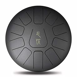 12 « 11 notes Chakra tambour, professionnel harmonique en acier fente langue Handpan tambour pour le son de guérison, la méditation ou le yoga, comprend des maillets en caoutchouc et sac,Black - Les Beatles, Paul McCartney, John Lennon, RIngo Starr, George Harrison