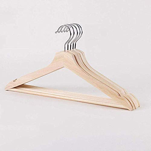 Cintres en bois naturel 38cm lot de 30 avec barre antidérapante pour pantalon et veste