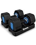 Kayman 24kg Adjustable Dumbbell Set (2x12kg) - 12-in-1 Quick-Dial System with Safety Lock - 6 adjustable Weight Levels 2/4/6/8/10/12kg - Space Saving Home Gym Strength Training Weights for Men & Women