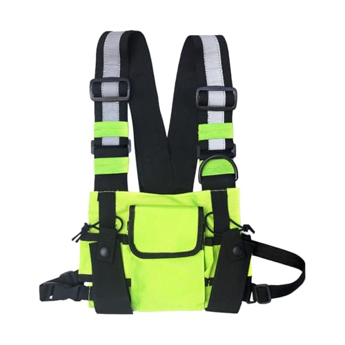 Outdoor Reflective Front Bag - Chest Pack for Men with Adjustable Straps, Lightweight Phone Storage | Tactecal Utility Vest Bag for Cycling, Hiking, Running, Camping, Fishing, Travel, Sports