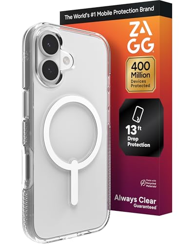 ZAGG Crystal Palace Coque Transparente pour iPhone 17, Protection Contre Les Chutes (13ft / 4 m), ClearGuard Anti-jaunissement et résistante aux Rayures, Compatible avec MagSafe et Chargeur sans Fil
