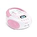 Produktbild mooov 477407 CD Player für Kinder mit Lautsprechern, USB, Kopfhöreranschluss, AUX-IN-Port - Boombox CD Spieler Tragbar - Netzbetrieb oder Batterien - Modell Einhorn - Rosa/weiß