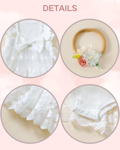 Renotemy Newborn Baby Girl Lace Romper Infant Summer Boho Flower Tulle Dress Party Gifts Newborn Photography Outfits4