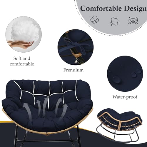 Zacammy Outdoor Rocking Chair Cushions, Waterproof Colorfast Papasan Chair Cushion, 6.3 Inch Thicken Egg Chair Cushion With Ties For Patio Or Porch Royal Rocking Chair thumb #4