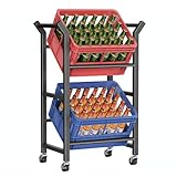 Fácil de mover, posición flexible: Este soporte para bebidas tiene asa de empuje y 4 ruedas giratorias de 360° (dos con freno); se puede llevar con una mano de la cocina al balcón o moverlo para limpiar. Luego solo hay que accionar los frenos para fijarlo