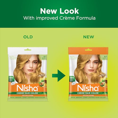 Image of Nisha Cream Permanent Hair Colour 100% Grey Coverage (50g) Golden Blonde (Pack of 4)