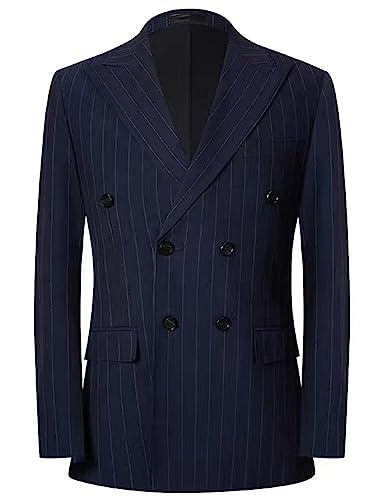 Veste de smoking à rayures blazer double boutonnage revers en pointe