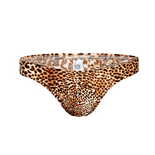 Naturemore Men's Leopard-Print Back T-Back Underwear Sexy Buttocks Thong Low-Rise Briefs