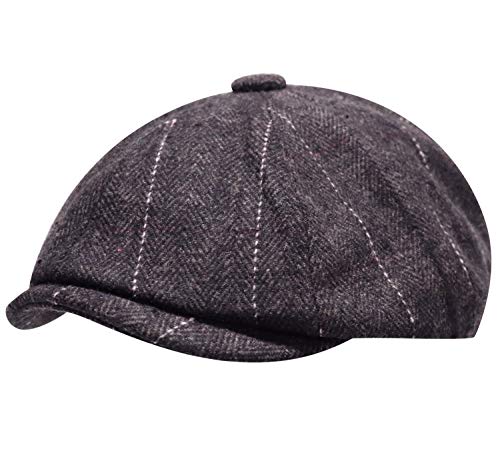 2 Pack Newsboy Hats For Men Classic 8 Panel Wool Blend Gatsby Ivy Hat, C-Brown/Grey #TOP1