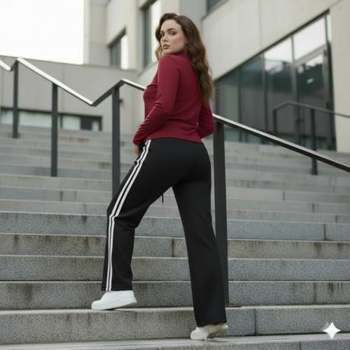 Image of Women's Top & Jogger Set | Stylish Co-Ord Set for Women |Top & High Waist Jogger Pants Set for Ladies | Stretchable Cotton Gym Wear, Activewear & Loungewear Tracksuit|women top jogger set