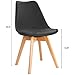 Furniwell Dining Chairs Mid Century Modern DSW Chair Upholstered Side Kitchen Chairs with Wood Leg and Soft Padded Cushion for Kitchen, Dining, Bedroom, Living Room Set of 4 (Black)
