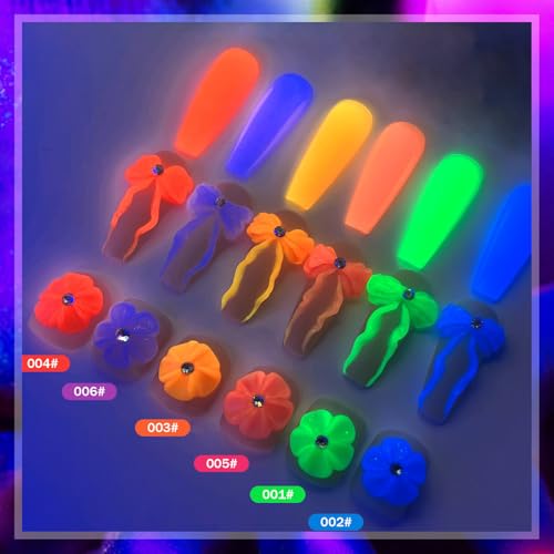 6Pcs Gel para Uñas 3D Polygel Brillante en Oscuridad miniatura 6