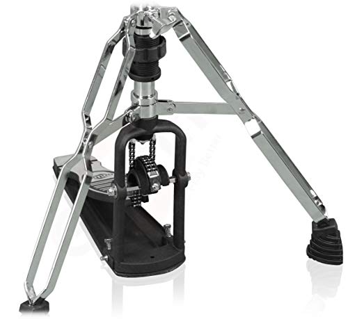 Premium 2 Leg Hi-Hat Stand By Griffin | Heavy Duty Hihat Cymbal Foot Pedal With Drum Key | Folding Two Leg Style Converts To A No Leg High Hat Mount | Double Braced Chrome Percussion Hardware Mount #TOP5