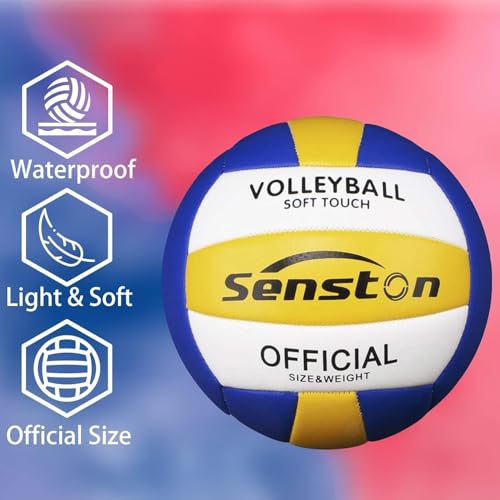 Image of Senston Size 5 Volleyball - Soft & Durable Microfiber Cover for Adults & Youth | Official Size for Indoor, Outdoor, Beach & Gym Training | Includes Air Pump