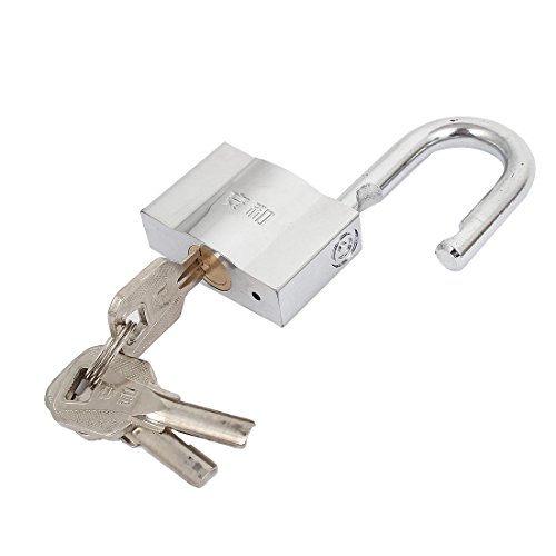 Image of Aexit Cabinet Door Padlocks & Hasps Drawer Closet 50mm Width Security Locking Padlock Silver Tone w Combination Padlocks 3 Keys