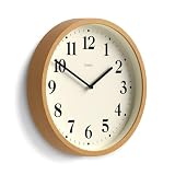 JONES CLOCKS® Lodge wall Clock | Small Modern Clock | 10 inch | Medium Faux Wood | Classic Contemporary Style for Kitchen, Living Room or Office