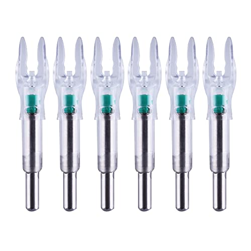 X Lighted Archery Nock for Arrows with .204″.233″.244″.246″ Inside Diameter, 6 PCS LED Nock with Screwdriver (Green, X/.204″)