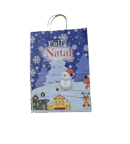 10 Sacola de Papel p/Natal Grande Chocotone Panetone 500Gr (Azul)