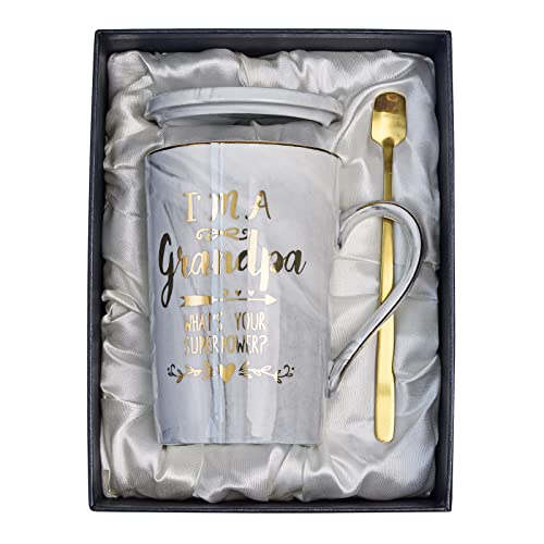 Father Day Gifts For Grandpa - Grandpa Birthday Gifts From Grandchildren Granddaughter - Unique Father's Day Gifts Ideas For Grandfather, New Grandpa - Ceramic Marble Grandpa Coffee Mug 14Oz Grey #TOP6