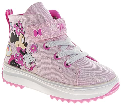Disney Minnie Mouse Girls Boots - Easy Strap Outdoor Durable Walking Hiking Shoes (Size Toddler - Little Kid)