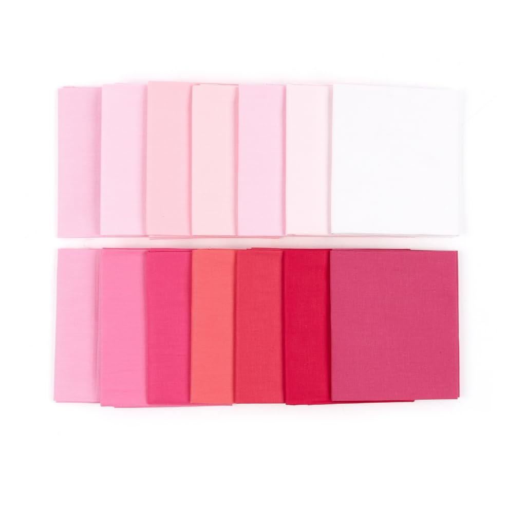 14 scampoli di tessuto in 100% cotone, perfetti per cucito, rivestimenti per il viso, progetti artigianali e patchwork, 53 cm x 46 cm (sfumature di rosa)