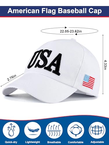 Image of 4Pcs USA Hats for Men Patriotic Hat Embroidered American Flag Baseball Cap | Classic USA Hat & USA Cap Set | 100% Cotton | American Flag Hats for Men Women | Adjustable Baseball Cap for Daily Wear