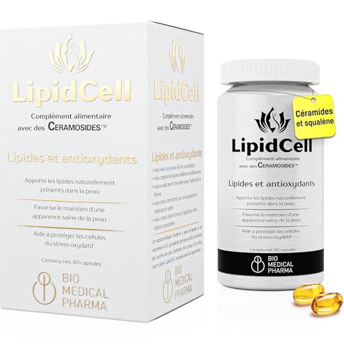 Capsules de Céramides et Squalène avec Vitamines A & E – Hydratation et Élasticité de la Peau – Barrière Hydrolipidique Renforcée – Anti-Âge et Protection Antioxydante – LipidCell (60 Gélules)