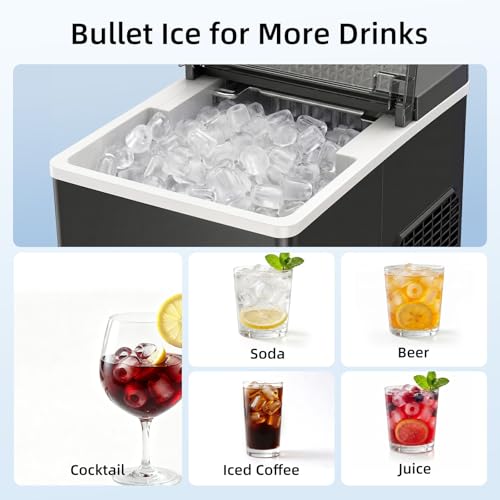 Image of Antarctic Star Countertop Ice Maker, 27 Lbs /24 Hrs | 8 Bullet Cubes Ready in 6 Mins, Self-Cleaning Portable Ice Machine with Ice Basket & Scoop for Home, Kitchen, RV & Camping