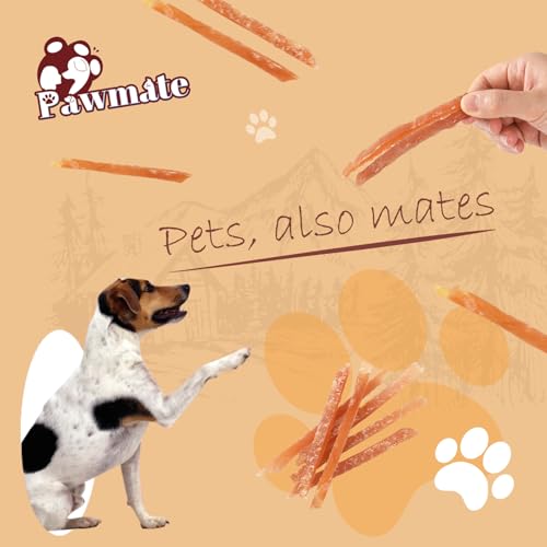 Pawmate Chicken Jerky Strips Dog Treats, Natural Dehydrated Chicken Snacks w/Taurine, Soft & Chewy Training Treats for Small Medium Large Dogs, Rawhide-Free, Grain-Free, 10.6 oz