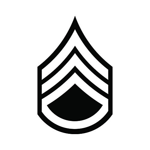 E-6 Staff Sergeant Rank Sticker - Decal - Die Cut - SSG OR-6 E6 US Army - Black 3.00" x 4.72"