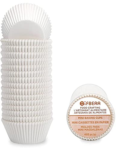 Gifbera Mini White Cupcake Liners 400-Count, Greaseproof Paper Muffin Baking Cups For Baking, Wedding, Celebration #TOP6