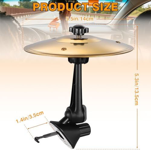 Funny Car Cymbal Air Vent, Mini Crash Drum Cymbal Car Accessory for Stress Relief & Passing Time, Clip-On Vent Gadget, Fits Most Cars SUVs Trucks, Unique Gift for Drivers & Music Lovers - Gold - View 5