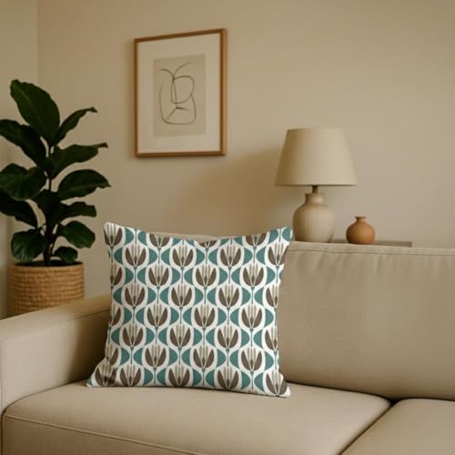 AMAZE ATTIRES Velvet Cushion Cover 24x24 Inch – Set of 7 Decorative Throw Pillow Covers for Sofa, Couch or Bed – Designer Printed Square Cushion Covers – Home Decor (Blue Grey)