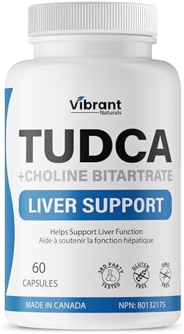 TUDCA Bile Salts Liver Health Supplement, Liver Detox & Cleanse with Choline Bitartrate, 60 Capsules, 250mg TUDCA Supplement, Gluten Free, 3rd Party Tested, Made In Canada