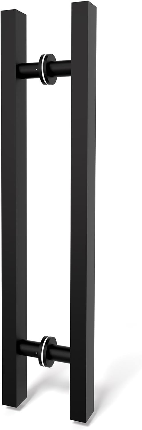 24 inch stainless steel door handle double sided, pull push sliding barn door handle, commercial h shape glass shower door pull handles, matte black 24inch / 60cm matte black