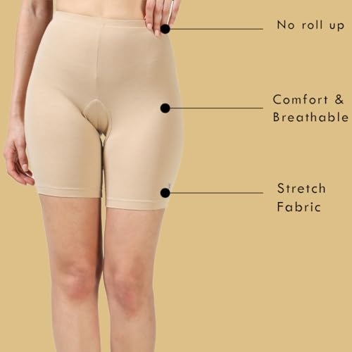 Image of Lavos Women Under Dress Sports Cycling Shorts, Bamboo Cotton Activewear Yoga Gym Workout Anti-Bacterial Uniform, Elastic Mid Waist Shorties Tights for Womens and Young Ladies