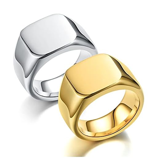 Aotiwe Bröllopsring set för kvinnor och män guld silver ring enkel fyrkantig skylt, rostfritt stål parringar, Women T½&Men P½,