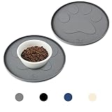 Ptlom Grey Silicone Pet Feeding Mats for Food and Water, Foldable Pet Placemat Non-Slip Waterproof M