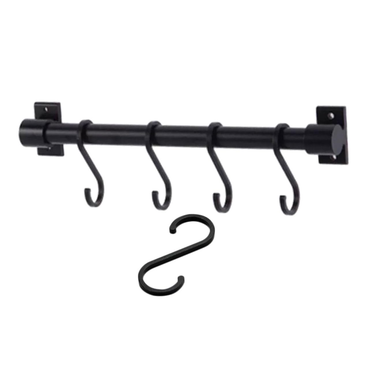 SOLUSTRE Barra para Colgar Utensilios de Cocina y Sartenes, Soporte de Pared Multifuncional de Aluminio Espacial Negro, Estante Desmontable Adecuado para Cocina y Baño