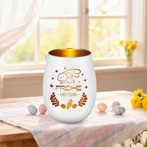 Ostern Geschenke - Windlicht Ostern, Oster Tischdeko mit Hasen-Motiv, Osterdeko Ostergeschenke für Erwachsene Frauen Teenager Mama Kollegen Freundin (A-Frohe Ostern)