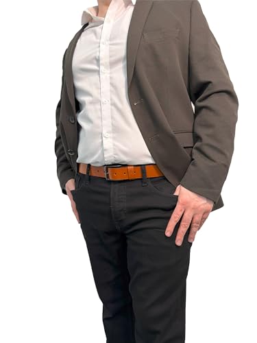 Men's Leather Belt, 40 MM, Tan Brown, Handcrafted Buff Leather with Chrome Buckle2