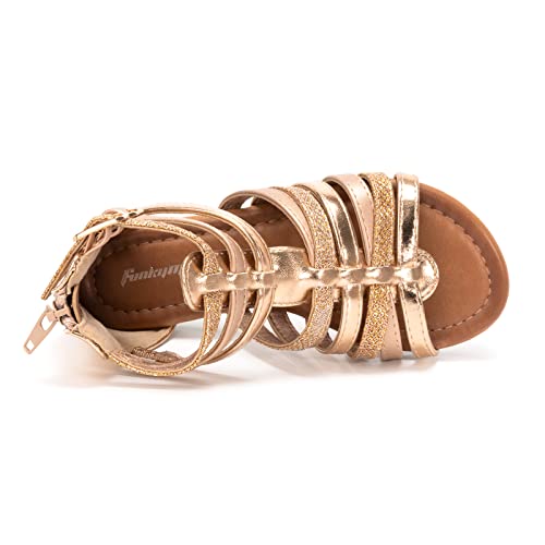 Image of FUNKYMONKEY Girls Gladiator Strap Sandals Flat Thong Cross Strappy Sandals