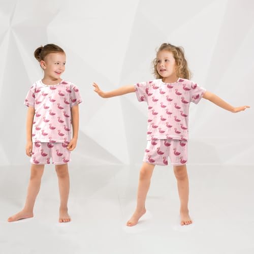 Pajama Sets Flamingo Pattern Short Sleeve Summer Sleepwear 2 Piece Pjs4